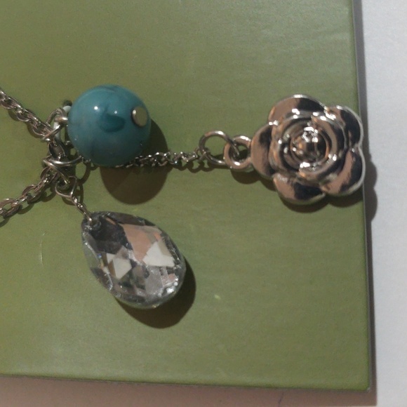 Silver-Tone Crystal, Blue Bead & Flower Pendant Necklace with Earrings - Women's - Picture 3 of 7